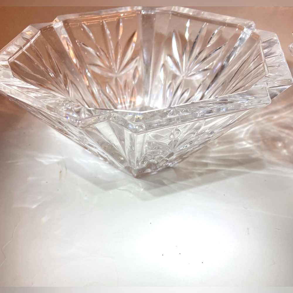 Crystal dishes set of 2 rare shaped crystal candy or appetizer dishes